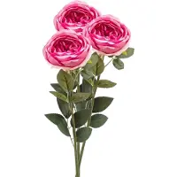 Emerald Kunstbloem roos Joelle - 3x - fuchsia - 65 cm - decoratie bloemen
