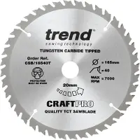 Trend cirkelzaagblad 165x20x1,5mm 40T