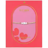 Lucardi Dames Stalen goldplated armband met parels - Armband - Staal - Goudkleurig - 19 cm