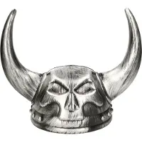 BigBuy Carnaval verkleed Viking helm - grijs - met hoorns - plastic - heren - krijgers en ridders