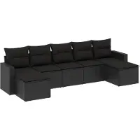 vidaXL 7-delige Loungeset met kussens poly rattan zwart