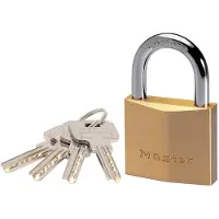Masterlock 40mm thick solid brass body - 24mm hardened steel shackle, 6mm diam. - - 2840EURD