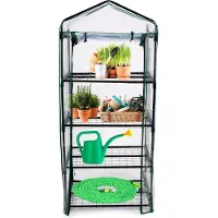 Kinzo Garden Broeikas – Kunststof Serre met 4 Verdiepingen – 69 x 49 x 160 cm – Groen