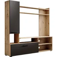 Meubella Wandmeubel zwart eiken Set compleet TV-Meubel