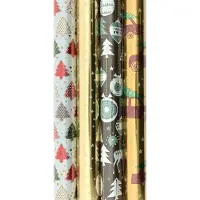 Benza Christmasworld Cadeaupapier - Metallic kerstpapier inpakpapier voor kerst K435 - 10 meter x 70 cm 3 rollen