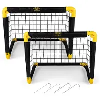 Umbro Voetbaldoel 50 x 44,5 x 44,5 cm - Voetbaldoeltjes Set van 2 - Voetbalgoal Opvouwbaar - Voetbal Goal Makkelijk Opbergen - Voetbal Training Goals voor Kinderen - Kunststof - Zwart/ Geel