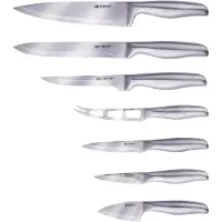 Alpina Messenset - 7 Stuks - Koksmes/ Voorsnijmes/ Vleesmes/ Kaasmes/ Stanleymes/ Schilmes/ Zachte Kaasmes - RVS