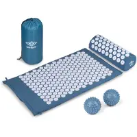 Umbro Spijkermat met Kussen en Massageballen - Massagemat voor Ontspanning - Shakti Mat Original met Draagtas - Acupressuur Mat voor Nek, Rug en Voeten - 71 X 42 cm Blauw