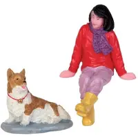 Intratuin Lemax Kerstdorpminiatuur A Short Break (vrouw Met Hond) H 5,5 Cm