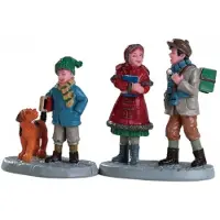 Lemax Kerstfiguur Going to school set of 2