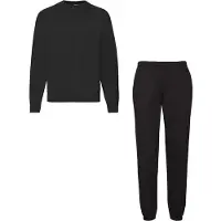 Fruit Of The Loom Klassiek Joggingpak 2-delig Sweatshirt & Sweatpant Dames Heren Katoen Fleece Huispak Unisex Zwart XXL