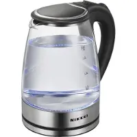 Nikkei Glazen Waterkoker - Glas - Elektrisch - 1,8 Liter - BPA-vrij - met LED - RVS