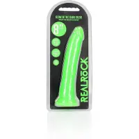 Shots toys REALROCK - 8 inch - dildo - ribbels - zuignap - glow in the dark - groen