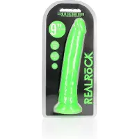 Shots toys REALROCK - 9" Inch dildo - Slim Glow in the Dark Neon - realistisch - Groen