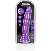Shots toys realrock - 9 INCH - dildo - ribbels - zuignap - glow in the dark - paars