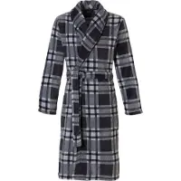Pastunette Badjas heren fleece -Luxe ochtendjas heren - grijs ruit - - maat 46 (XS)