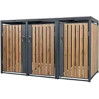 ML-Design Afvalemmerhek Tony voor 3 bakken | staal naturel 200x80x116 cm tuingereedschap | NADUVI
