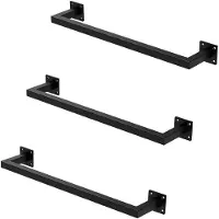 ML-Design Set van 3 rechthoekige kledingstangen Allie | staal zwart 64x12x6 cm wandstangen | NADUVI