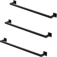 ML-Design Set van 3 rechthoekige kledingstangen Allie | staal zwart 94x12x6 cm wandstangen | NADUVI