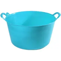 PlasticForte flexibele emmer/kuip - Set van 3x stuks - blauw - kunststof - rond - 26 liter - 49 x 44 x 27 cm - wasmanden - tuinafval - speelgoed