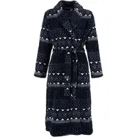 Pastunette Dames badjas met Noorse print - badjas van hoogwaardig fleece - luxe badjas voor dames - maat 40