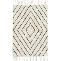 Madam Stoltz Badmat Cotton lines wit/ bruin 60x90cm
