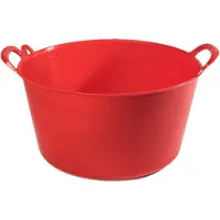 PlasticForte flexibele emmer/kuip - Set van 5x stuks - rood - kunststof - rond - 26 liter - 49 x 44 x 27 cm - wasmanden - tuinafval - speelgoed