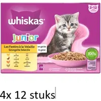 Whiskas 4x junior Multipack Gevogelte Selectie in Saus 12 x 85 gr
