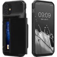 Kwmobile Telefoonhoesje met pasjeshouder geschikt voor Apple iPhone 11 hoesje - Hard case met TPU rand in zwart