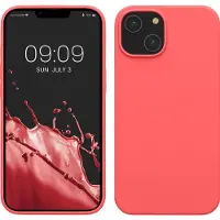 Kwmobile telefoonhoesje geschikt voor Apple iPhone 14 - Hoesje met siliconen coating - Smartphone case in neon koraal