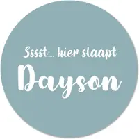 Label2X Muurcirkel kids ssst hier slaapt blauw