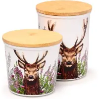 Puckator Wild Stag Set of 2 RPET & Bamboo Storage Jars S/M 2 Voorraaddozen