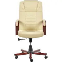 Beliani DIAMOND - Bureaustoel - Beige - Leer