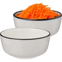 Secret De Gourmet Soepkommen/schaaltjes - 8x - Corona - porselein - D15 x H6.5 cm - wit/zwart