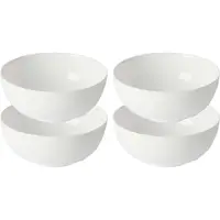 Vivalto Kommetjes/serveer schaaltjes/soepkommen - 4x - Opal - keramiek - D15 x H6 cm - ivoor wit - Stapelbaar