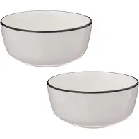 Secret De Gourmet Soepkommen/schaaltjes - 2x - Corona - porselein - D15 x H6.5 cm - wit/zwart