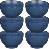 Vivalto Kommetjes/serveer schaaltjes/soepkommen - 6x - Mistique - porselein - D14 x H8 cm - blauw - Stapelbaar
