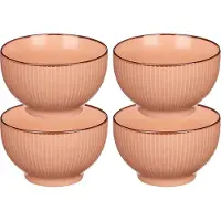 Vivalto Kommetjes/serveer schaaltjes/soepkommen - 4x - Mistique - porselein - D14 x H8 cm - zalm roze - Stapelbaar