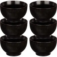 Vivalto Kommetjes/serveer schaaltjes/soepkommen - 6x - Mistique - porselein - D14 x H8 cm - zwart - Stapelbaar