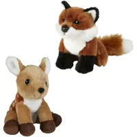 Ravensden Knuffeldieren set vos en hertje pluche knuffels 18 cm - Knuffel bosdieren