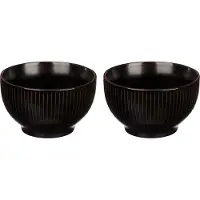 Vivalto Kommetjes/serveer schaaltjes/soepkommen - 2x - Mistique - porselein - D14 x H8 cm - zwart - Stapelbaar