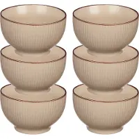 Vivalto Kommetjes/serveer schaaltjes/soepkommen - 6x - Mistique - porselein - D14 x H8 cm - beige - Stapelbaar