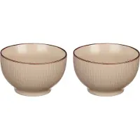 Vivalto Kommetjes/serveer schaaltjes/soepkommen - 2x - Mistique - porselein - D14 x H8 cm - beige - Stapelbaar