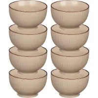Vivalto Kommetjes/serveer schaaltjes/soepkommen - 8x - Mistique - porselein - D14 x H8 cm - beige - Stapelbaar