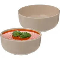 Secret De Gourmet Soepkommen/schaaltjes - 2x - Santorini - keramiek - D15 x H6.5 cm - beige