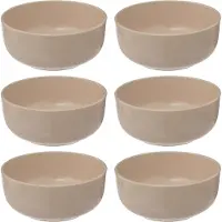 Secret De Gourmet Soepkommen/schaaltjes - 6x - Santorini - keramiek - D15 x H6.5 cm - beige