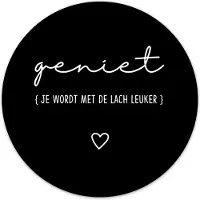 Label2X Muurcirkel geniet lach zwart