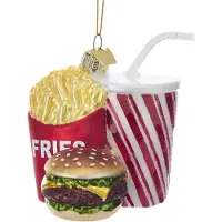 Kurt S. Adler Kerstornament - Fastfood - glas - rood wit geel - 9cm