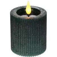 Ideas 4 Seasons - LED pilaarkaars klein - Mosgroen - Ø 7 cm x 7,5 cm