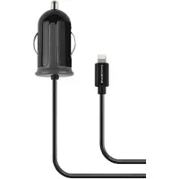 Mobiparts 8-pins Lightning autolader met vaste kabel - 2,4A / zwart - 1 meter